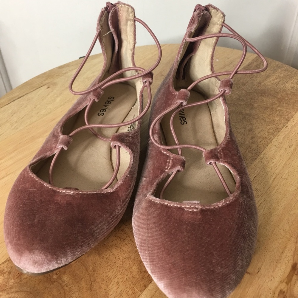 Ballet pink velvet flats